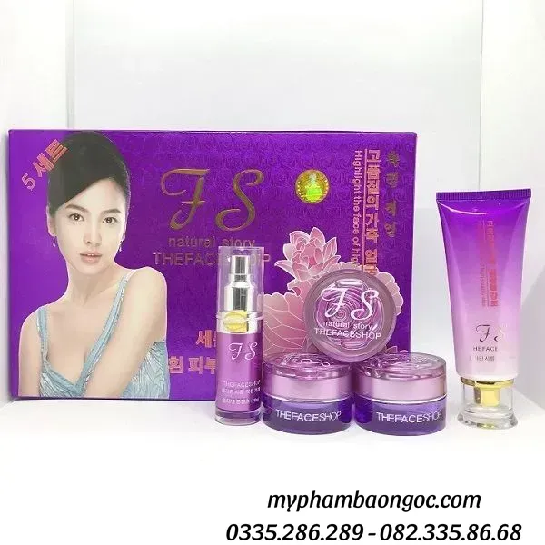 BỘ MỸ PHẨM TRỊ NÁM TRẮNG DA TS THEFACESHOP TÍM 5IN1 HÀN QUỐC