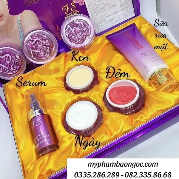 BỘ MỸ PHẨM TRỊ NÁM TRẮNG DA TS THEFACESHOP TÍM 5IN1 HÀN QUỐC