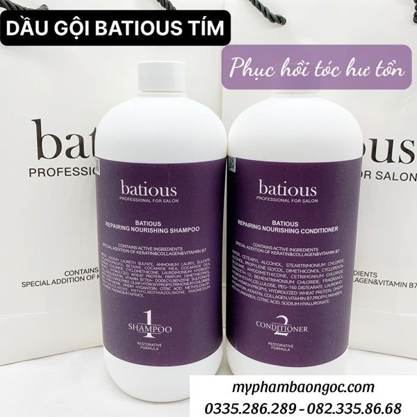 CẶP DẦU GỘI XẢ BATIOUS 960ML PHỤC HỒI HƯ TỔN KÍCH MỌC TÓC