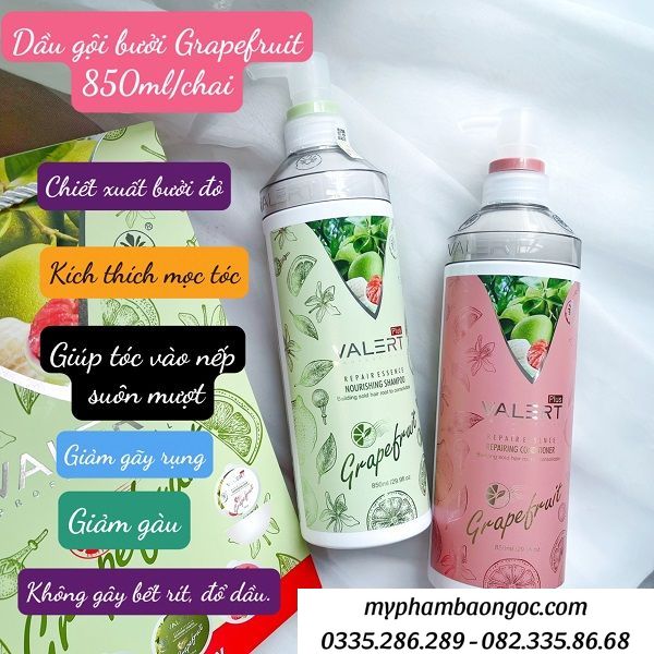 CẶP DẦU GỘI XẢ BƯỞI GRAPEFRUIT VALERT PLUS TRỊ RỤNG TÓC