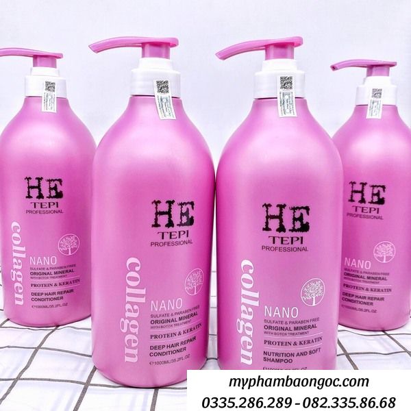 CẶP DẦU GỘI XẢ HE TEPPI COLLAGEN NANO 1000ML