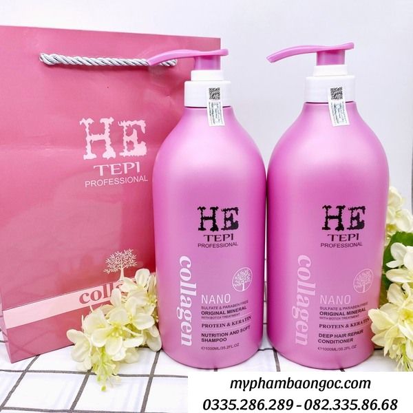 CẶP DẦU GỘI XẢ HE TEPPI COLLAGEN NANO 1000ML