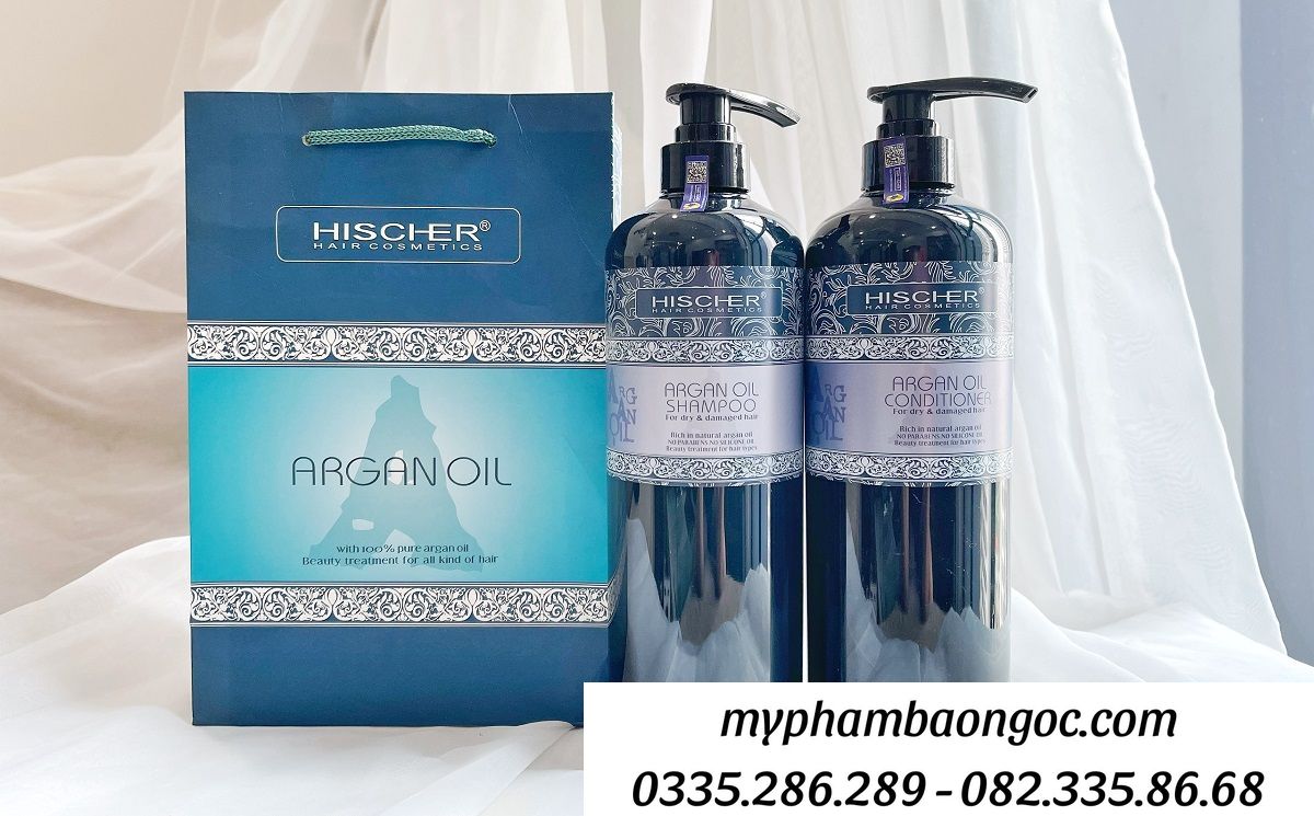 CẶP DẦU GỘI XẢ HISCHER ARGAN OIL PHỤC HỒI TÓC HƯ TỔN 1000ML