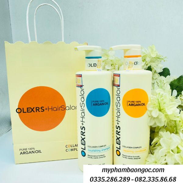 CẶP DẦU GỘI XẢ OLEXRS ARGAN OIL COLLAGEN HAIR SALON 500ML