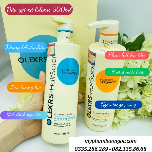 CẶP DẦU GỘI XẢ OLEXRS ARGAN OIL COLLAGEN HAIR SALON 500ML