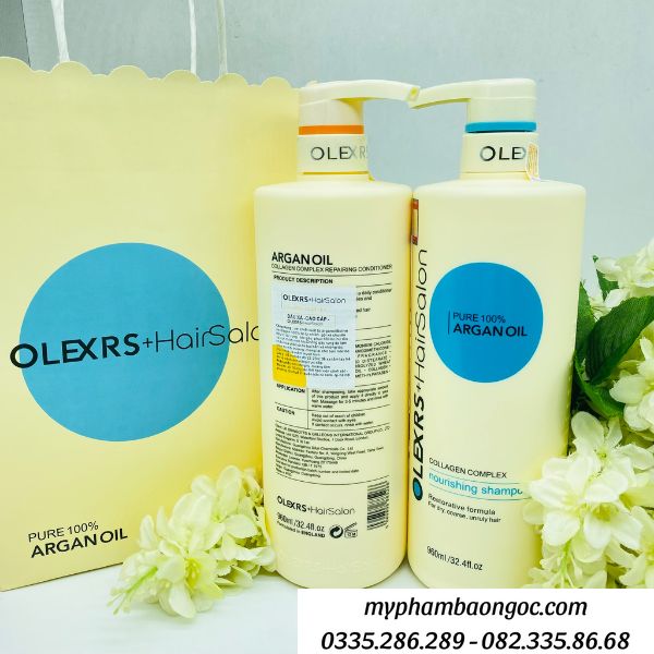 CẶP DẦU GỘI XẢ OLEXRS ARGAN OIL COLLAGEN HAIR SALON 960ML