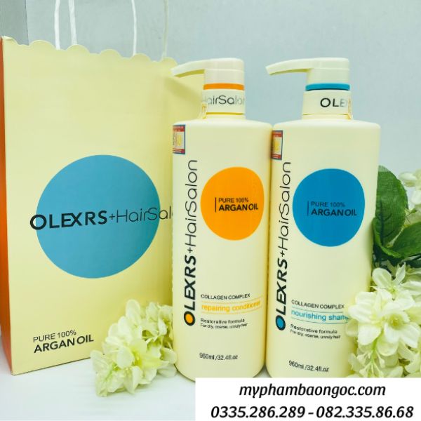 CẶP DẦU GỘI XẢ OLEXRS ARGAN OIL COLLAGEN HAIR SALON 960ML