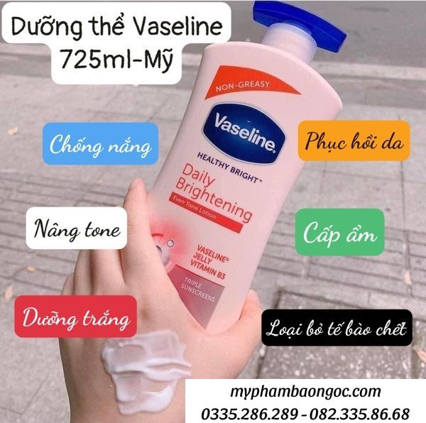 DƯỠNG THỂ VASELINE HEALTHY DAILY BRIGHTENING 725M TRẮNG DA