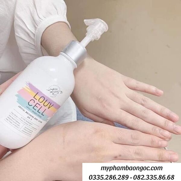 cách sử dụng sữa dưỡng thể trắng da body louv cell