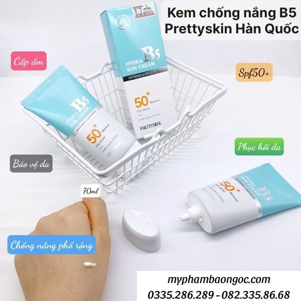 KEM CHỐNG NẮNG B5  PRETTYSKIN HYDRA SUN CREAM 70ML HÀN QUỐC