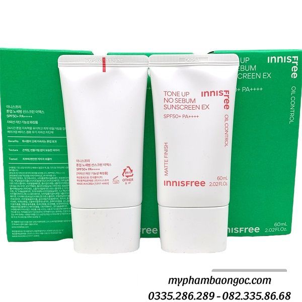 KEM CHỐNG NẮNG INNISFREE TONE UP NO SEBUM SUNSCEEN SPF 50