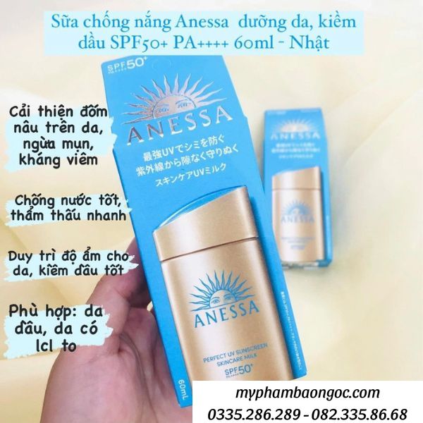 SỮA CHỐNG NẮNG ANESSA 60ML THẨM THẤU BẢO VỆ DƯỠNG TRẮNG DA