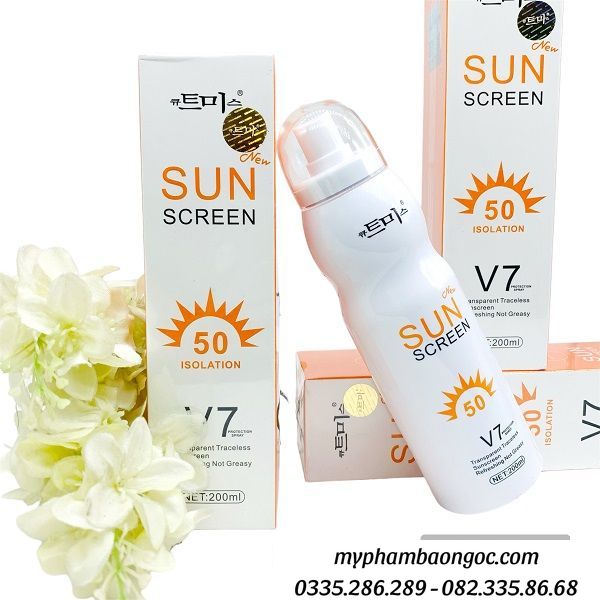 XỊT CHỐNG NẮNG V7 SUN SCREEN SPF50 CẤP ẨM BẢO VỆ TRẮNG DA