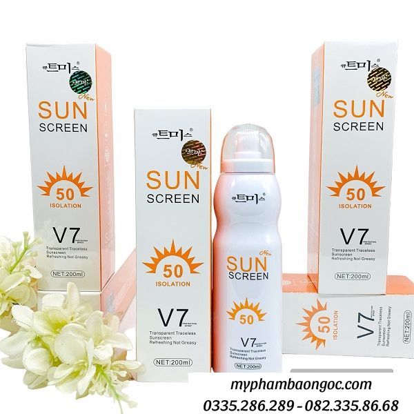 XỊT CHỐNG NẮNG V7 SUN SCREEN SPF50 CẤP ẨM BẢO VỆ TRẮNG DA