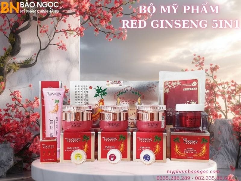 BỘ MỸ PHẨM NHÂN SÂM TRỊ NÁM DƯỠNG TRẮNG DA RED GINSENG 5IN1