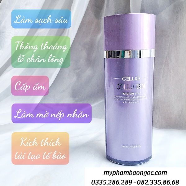 NƯỚC HOA HỒNG CELLIO COLLAGEN MOISTURE SKIN 140ML HÀN QUỐC