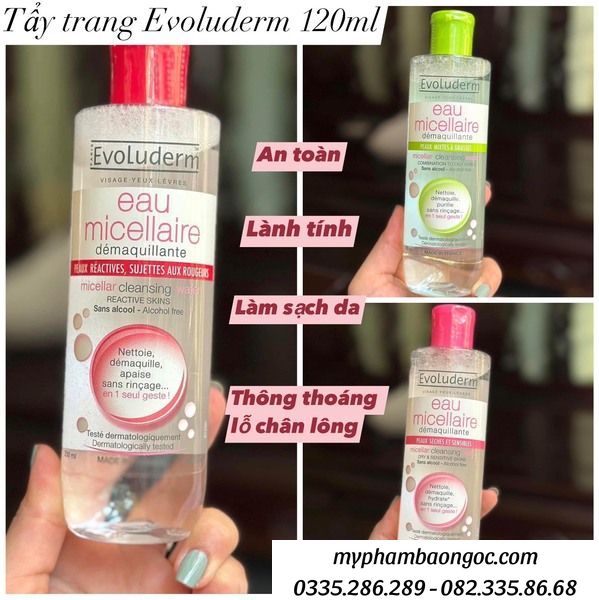 NƯỚC TẨY TRANG EVOLUDERM EAU MICELLAIRE PHÁP 120ML