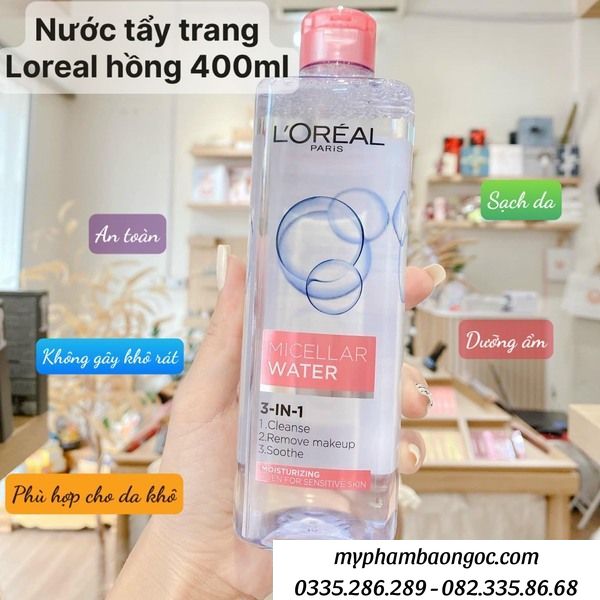 NƯỚC TẨY TRANG LOREAL MICELLAR WATER 3IN1 PHÁP 400ML