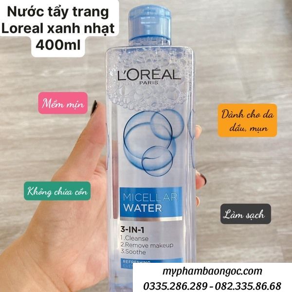 NƯỚC TẨY TRANG LOREAL MICELLAR WATER 3IN1 PHÁP 400ML